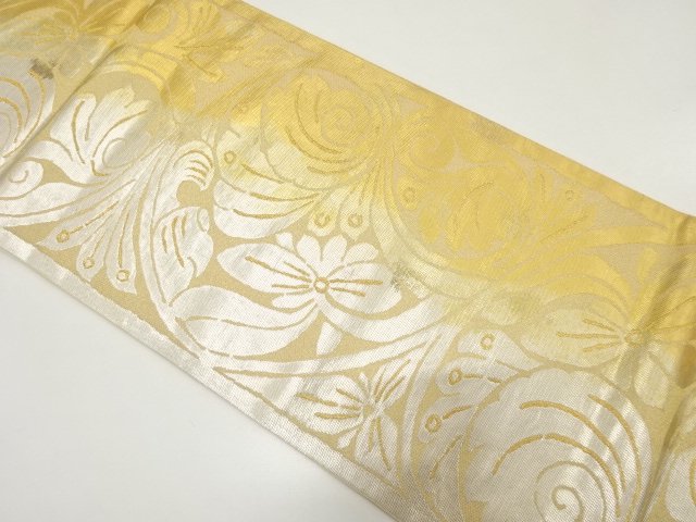 JAPANESE KIMONO / ANTIQUE FUKURO OBI / WOVEN FLOWER ARABESQUE